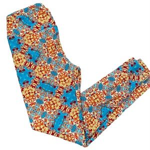 LuLaRoe Green, Aqua, Red colorful OS leggings